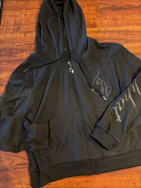 Baby Phat Black Rhinestone Logo Zip Hoodie